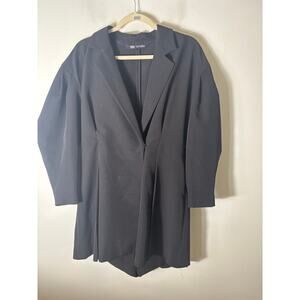 Zara Black Long Puff Sleeve Blazer Romper Sz L